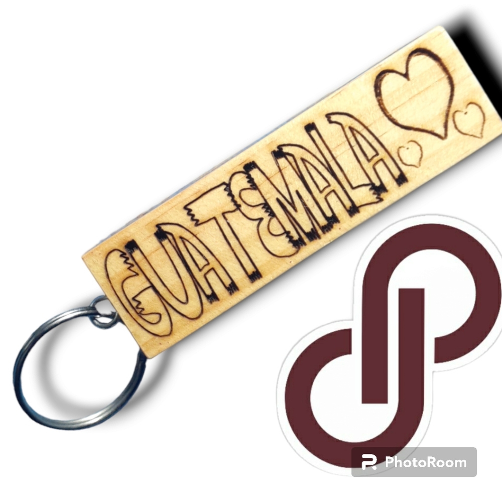 Souvenir wooden keychain laser engraved " GUATEMALA " COD/W-71